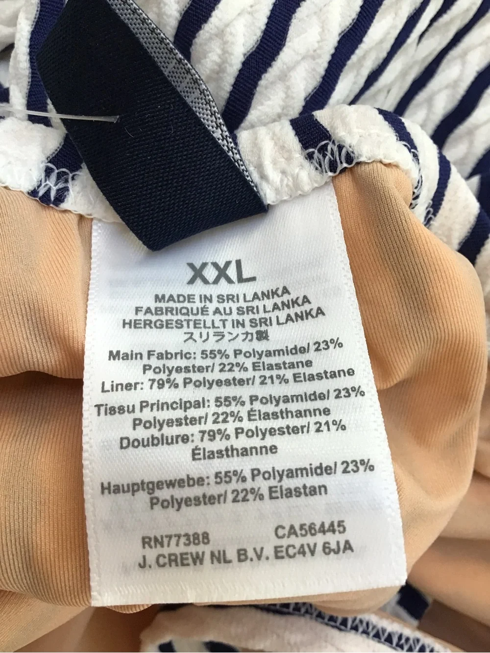 J. Crew Navy & White Striped Tie-Shoulder‎ One-Piece Swimsuit XXL Nautical NWT
